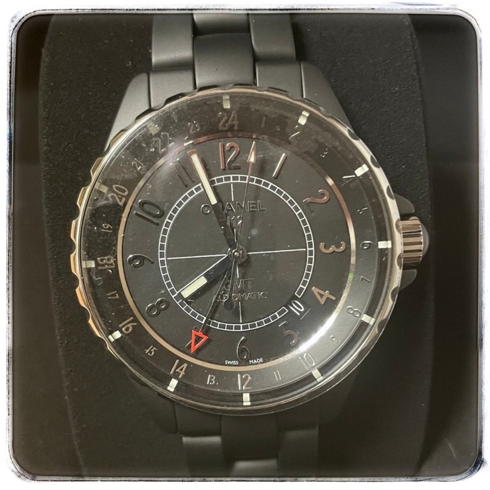 ❌ SOLD ❌ CHANEL GMT Automatic Unisex J12 Ceramic Watch 41mm Matt Black Calibre - Picture 1 of 15